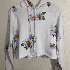 forever 21 blue flower cropped hoodie